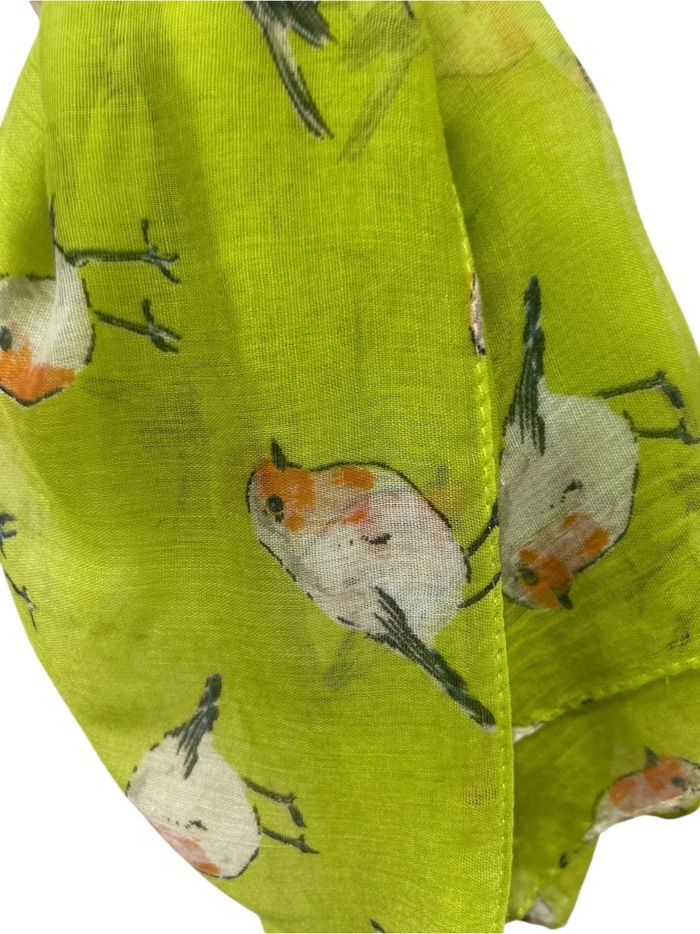 Unbranded chartreuse orange Bird-Print Lightweight viscose Scarf 74 x 34 inches